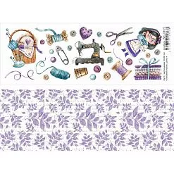 Лист с картинками 10х30 см "Любимое хобби. Шитье" (ScrapMania)