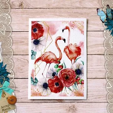 Тканевая карточка "Роскошный фламинго. Вместе" (ScrapMania)