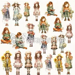 Бумага 30х30 см "Watercolors. Girls" (ScrapAndMe) Бумага 30х30 см "Watercolors. Girls" (ScrapAndMe)