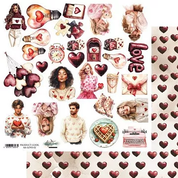 Бумага 30х30 см "Wonderful Christmas Time. Love 02. Для вырезания" (Alchemy of Art)