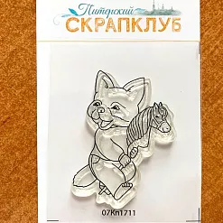 Штамп "Лисенок на коне", 4х5 см (Скрапклуб)