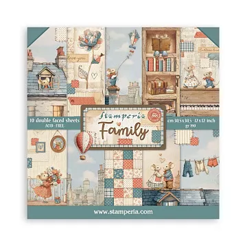 Набор бумаги 30х30 см "Family", 10 листов (Stamperia)