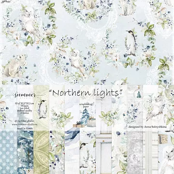 Набор бумаги 30х30 см "Northern lights", 11 листов (Summer Studio)