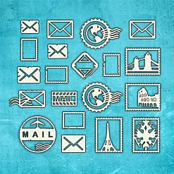 Чипборд "Почтовые марки", 5х5 см (CraftStory)