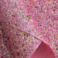 Отрез экокожи А4 "Блестки и звездочки. Розовый"
