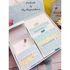 Двухъярусная заготовка для маминых сокровищ с 5 коробочками, цвет голубой