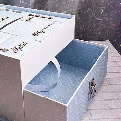 Двухъярусная заготовка для маминых сокровищ с 5 коробочками, цвет голубой