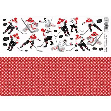 Лист с картинками 10х30 см "Хоккей. Основной состав" (ScrapMania)