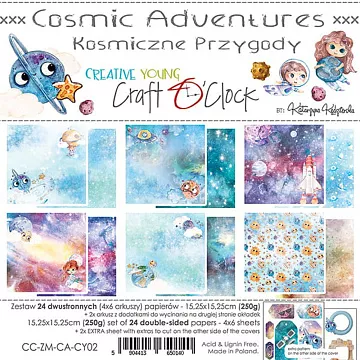 Набор бумаги 15х15 см "Cosmic Adventures", 24 листа (CraftO'clock)