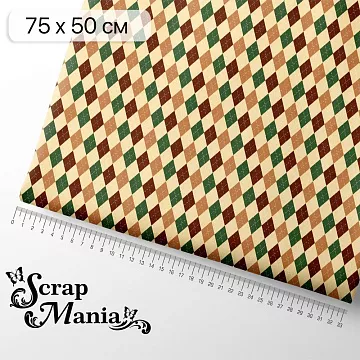 Отрез ткани 75х50 см "Мужской винтаж. Ромбы" (ScrapMania)