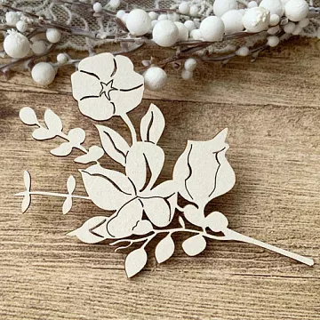 Чипборд "Веточка с хлопком", 9х6 см (LeoMammy)