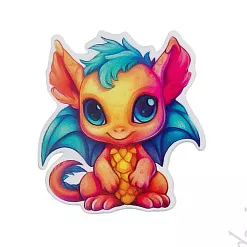 Акриловое украшение "Дракончик оранжевый с голубым", 3,6х3,5 см