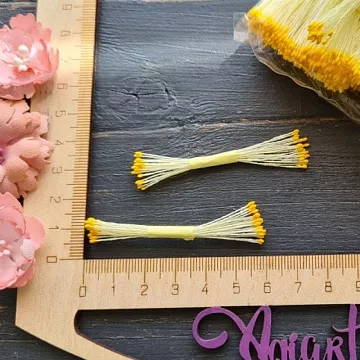 Тычинки "Капли мини. Ярко-желтые на желтой нити", 25 шт (AgiArt)