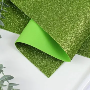 Лист фоамирана с глиттером 50х50 см "Бледно-зелёный", толщина 2 мм