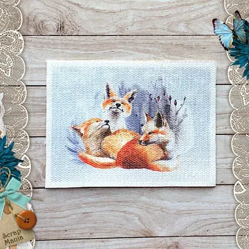 Тканевая карточка "Снежная клюква. Лисы" (ScrapMania)