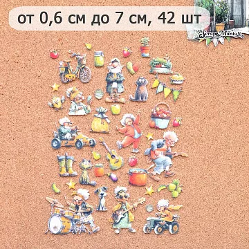 Набор тканевых высечек "СуперБабушка", 42 шт (ScrapMania)