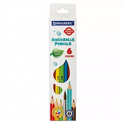 Набор акварельных карандашей "Premium aquarelle", 6 цветов (Brauberg)