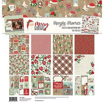 Набор бумаги 30х30 см с наклейками "Merry & Bright", 12 листов (Simple Stories)