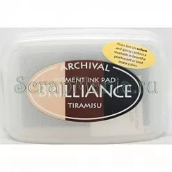 Подушечка чернильная пигментная Brilliance трехцветная, размер 96х97мм, цвет тирамису (Tsukineko)
