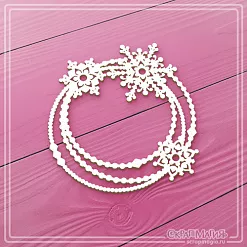 Чипборд "Круглая рамка со снежинками. Малый" (СкрапМагия)