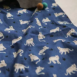 Отрез ткани 75х45 см "Лен. Doodling tiger blue" (Daily Like)