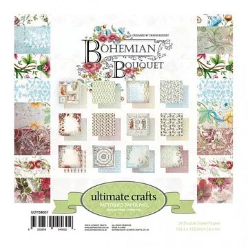 Набор бумаги 15х15 см "Bohemian bouquet", 24 листа (Ultimate Crafts)