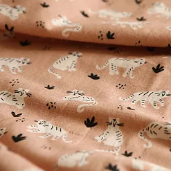 Отрез ткани 75х45 см "Лен. Doodling tiger pink" (Daily Like)