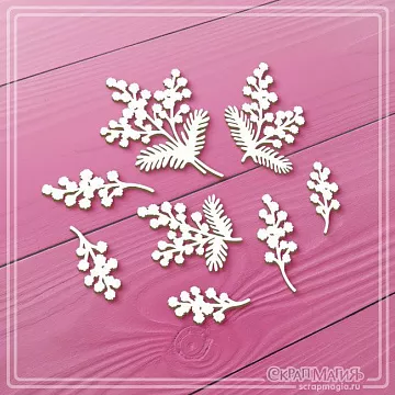 Чипборд "Веточки мимозы", 3,9х5,5 см (СкрапМагия)