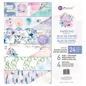 Набор бумаги 30х30 см с фольгированием "Watercolor floral", 24 листа (Prima Marketing)