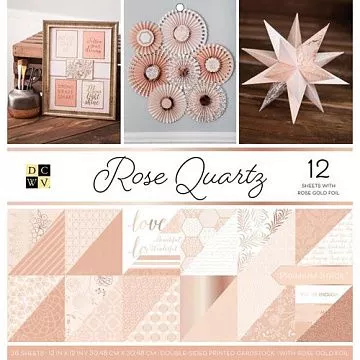 Набор бумаги 30х30 см с фольгированием "Rose Quartz", 36 листов (DCWV)