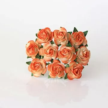 Букет средних розочек "Оранжевый двухтоновый 2", 1,5 см, 10 шт (Craft)