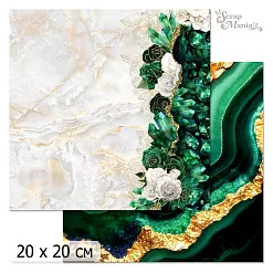20х20 Бумага "Малахитовый цветок. Дизайн 4" (ScrapMania) 20х20 Бумага "Малахитовый цветок. Дизайн 4" (ScrapMania)