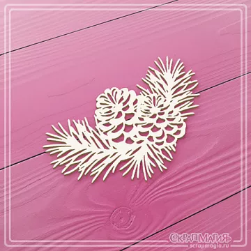 Чипборд "Шишки и веточки сосны 2", 6,8х4,7 см (СкрапМагия)