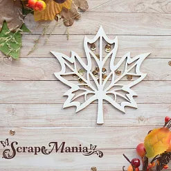 Чипборд "Школьный вальс. Шейкер. Кленовый лист большой" (ScrapMania) Чипборд "Школьный вальс. Шейкер. Кленовый лист большой" (ScrapMania)