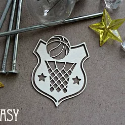 Украшение из чипборда "Эмблема баскетбола. Мяч в сетке" (Fantasy)