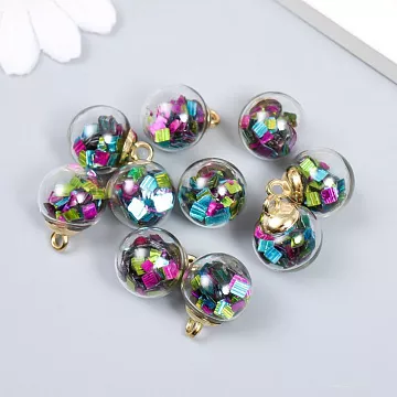 Набор стеклянных подвесок "Шар. Квадратики", 2,4 см, 2 шт (АртУзор)