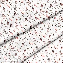 Отрез ткани 79х50 см "Веточки бордо" (Cotton)