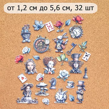 Набор тканевых высечек "Алиса и Чеширский кот", 32 шт (ScrapMania)