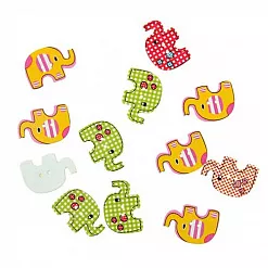 Набор деревянных пуговиц "Слоники" (АртУзор)