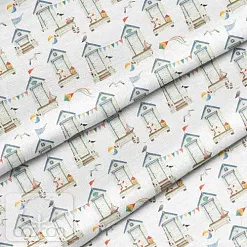 Отрез ткани 79х50 см "Пляжный дом" (Cotton)