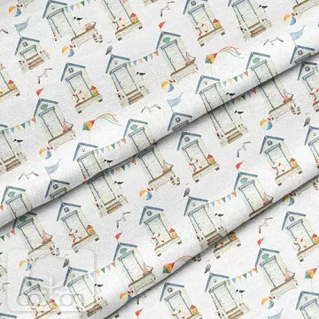 Отрез ткани 79х50 см "Пляжный дом" (Cotton)