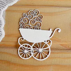 Украшение из чипборда "Коляска 3" (Просто небо) Украшение из чипборда "Коляска 3" (Просто небо)