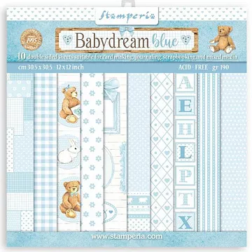 Набор бумаги 30х30 см "Babydream Blue ", 10 листов (Stamperia)