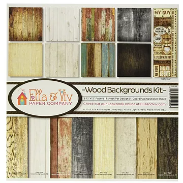 Набор бумаги 30х30 см "Wood backgrounds", 8 листов (EllaViv)