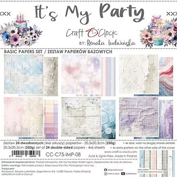 Набор бумаги 20х20 см "It's my party. Basic", 24 листа (CraftO'clock)
