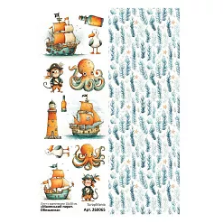 Лист с картинками 10х30 см "Маленький пират. Обезьянка" (ScrapMania) Лист с картинками 10х30 см "Маленький пират. Обезьянка" (ScrapMania)