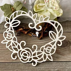 Украшение из чипборда "Рамочка цветочное сердце" (LeoMammy) Украшение из чипборда "Рамочка цветочное сердце" (LeoMammy)