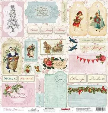 Бумага "Winter Joy. Карточки" на английском (ScrapBerry's)