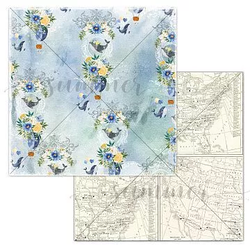 Бумага 30х30 см "Морское путешествие. Глубоководье" (Summer studio)