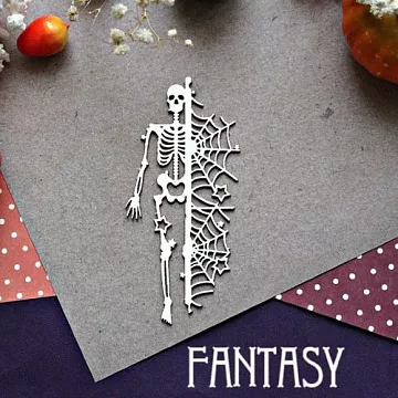 Украшение из чипборда "Скелет с паутиной 934" (Fantasy)